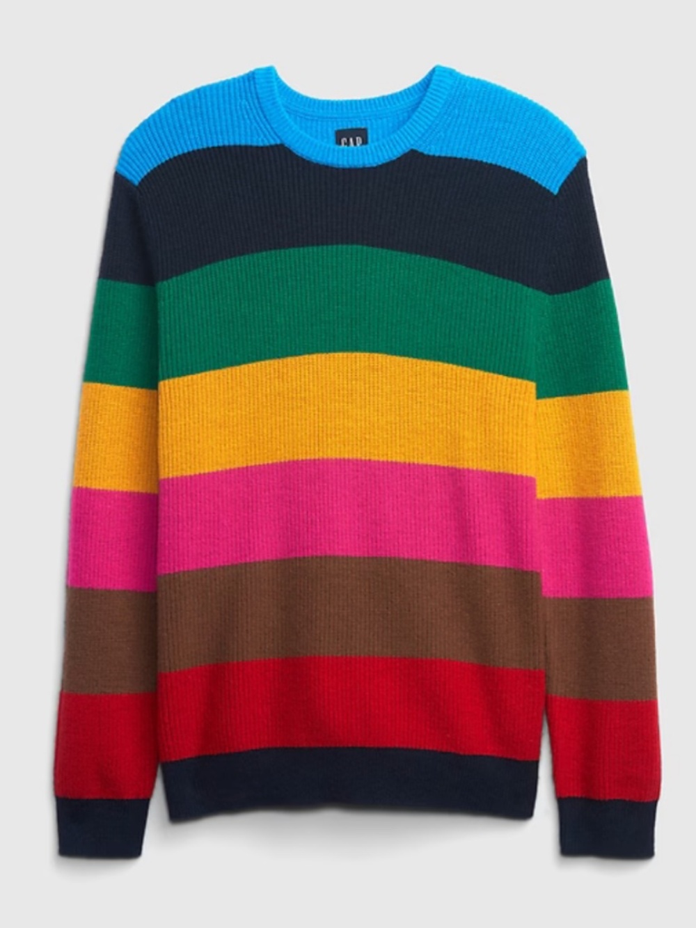 Gap Happy Stripe Rainbow Crewneck Sweater Women's Medium M
